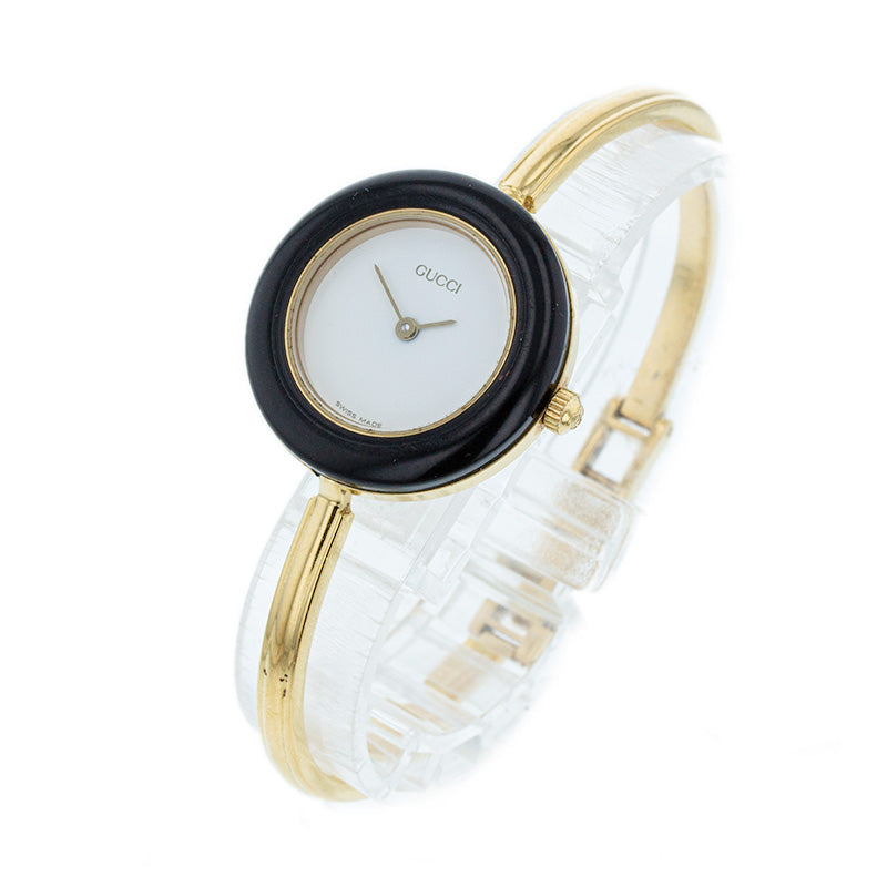 グッチ チェンジベゼル 11 ゴールド メッキ 腕時計 レディース GUCCI クオーツ ホワイト文字盤 【中古】