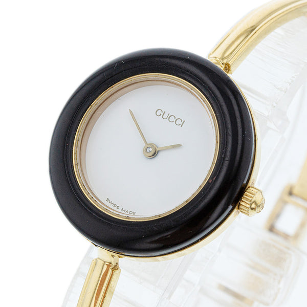 グッチ チェンジベゼル 11 ゴールド メッキ 腕時計 レディース GUCCI クオーツ ホワイト文字盤 【中古】