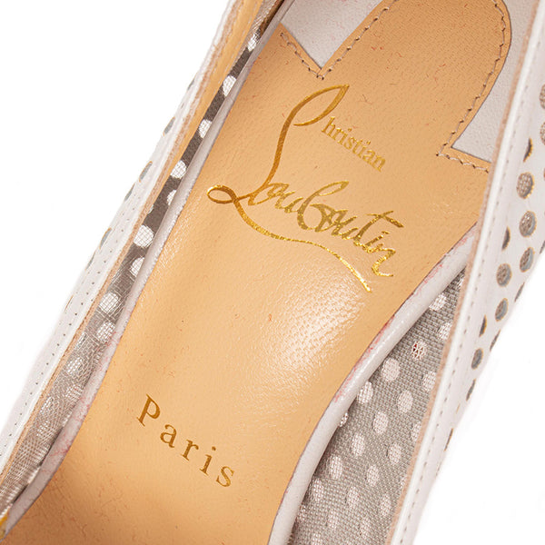 クリスチャンルブタン グニポンプ100 スタッズ 1170493 ホワイト レザー パンプス レディース Christian Louboutin 【中古】