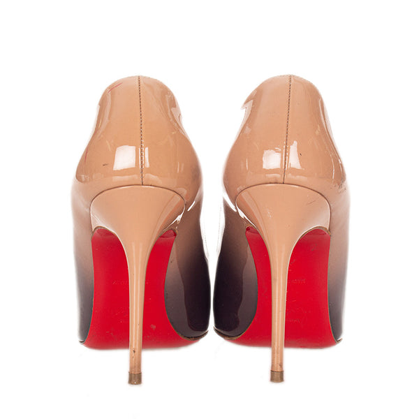 クリスチャンルブタン グラデーション ベージュ ブラック パテントレザー パンプス レディース Christian Louboutin 【中古】