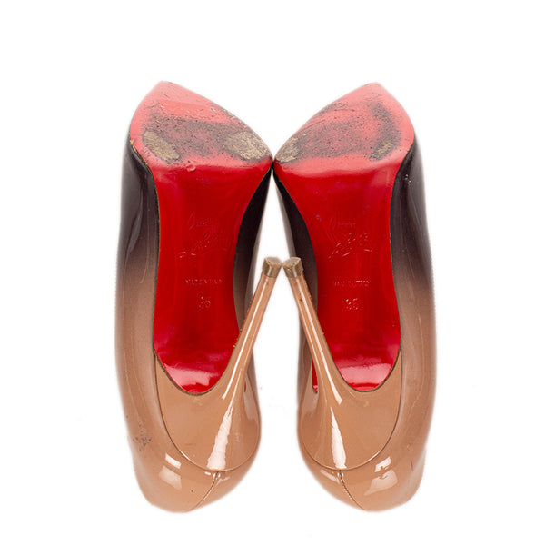 クリスチャンルブタン グラデーション ベージュ ブラック パテントレザー パンプス レディース Christian Louboutin 【中古】