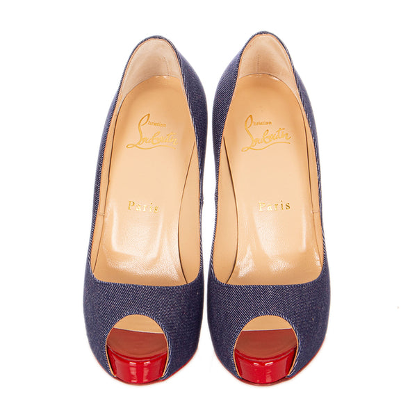 クリスチャンルブタン パンプス ブルー レッド デニム レザー レディース Christian Louboutin 【中古】