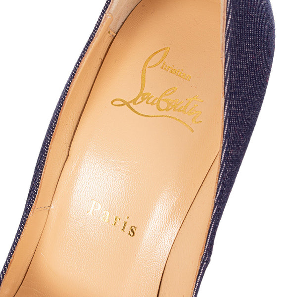 クリスチャンルブタン パンプス ブルー レッド デニム レザー レディース Christian Louboutin 【中古】