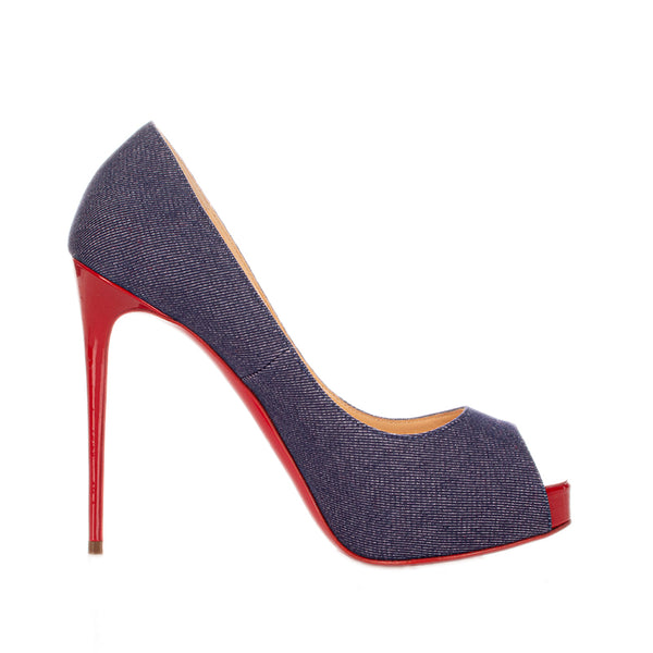 クリスチャンルブタン パンプス ブルー レッド デニム レザー レディース Christian Louboutin 【中古】