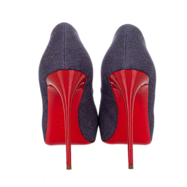 クリスチャンルブタン パンプス ブルー レッド デニム レザー レディース Christian Louboutin 【中古】