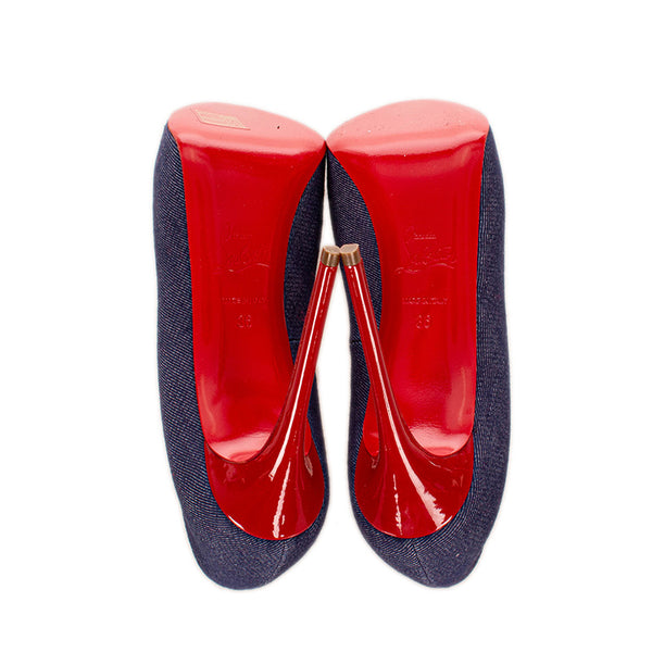 クリスチャンルブタン パンプス ブルー レッド デニム レザー レディース Christian Louboutin 【中古】