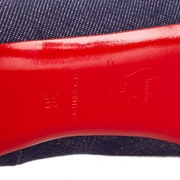 クリスチャンルブタン パンプス ブルー レッド デニム レザー レディース Christian Louboutin 【中古】