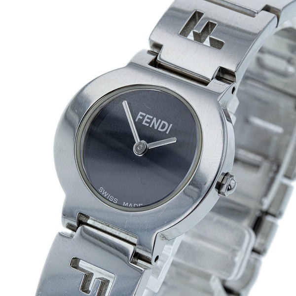 フェンディ オロロジ 3050L シルバー ステンレススチール 腕時計 レディース FENDI クオーツ ブラック文字盤 【中古】