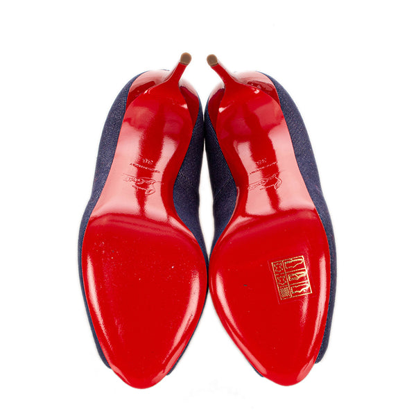 クリスチャンルブタン パンプス ブルー レッド デニム レザー レディース Christian Louboutin 【中古】