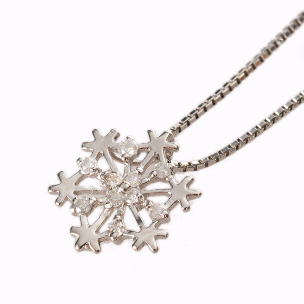 Pt1000 プラチナ Pt850 プラチナ ダイヤ0.10ct 雪印モチーフ ネックレス レディース 【中古】