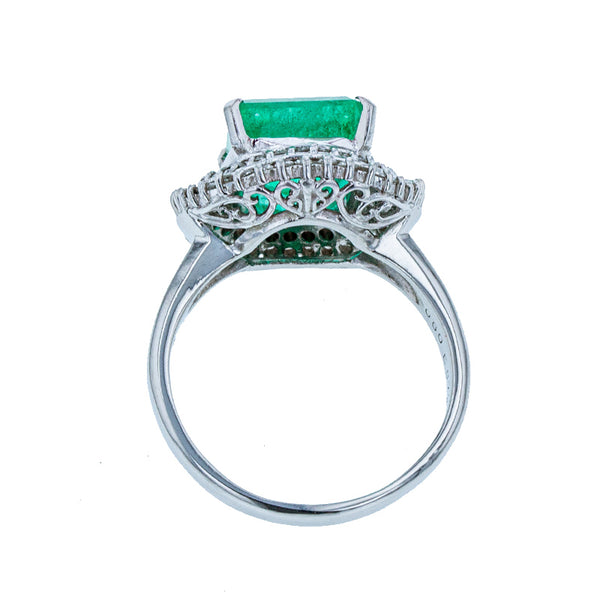 Pt900 プラチナ エメラルド6.72ct ダイヤ0.60ct リング 指輪 レディース 19号 【中古】