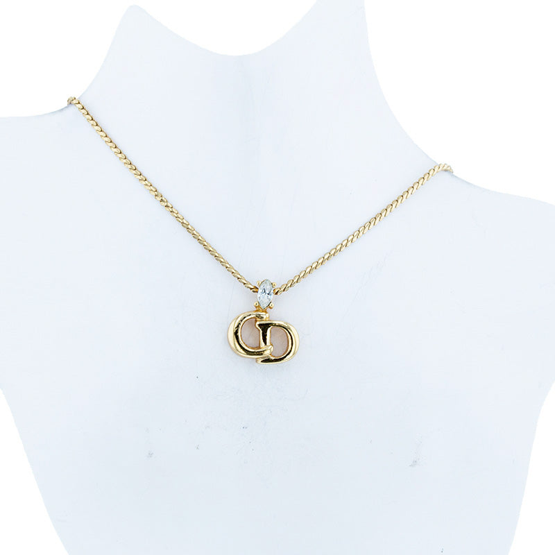 クリスチャンディオール ゴールド メッキ ラインストーン  ネックレス レディース Christian Dior 【中古】