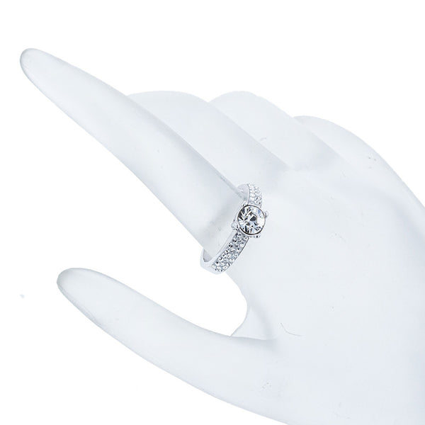 スワロフスキー シルバー メタル ラインストーン リング 指輪 レディース SWAROVSKI 14号 【中古】
