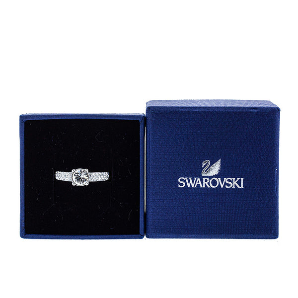 スワロフスキー シルバー メタル ラインストーン リング 指輪 レディース SWAROVSKI 14号 【中古】