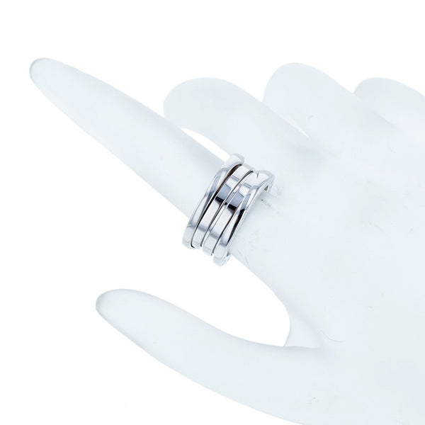 ブルガリ シルバー K18WG ホワイトゴールド ビー ゼロワン XS 3バンド リング 指輪 レディース BVLGARI 6号 【中古】
