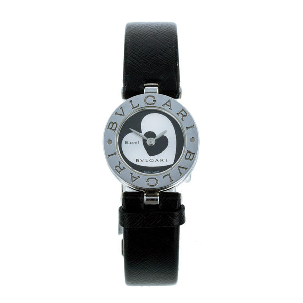ブルガリ ブルガリブルガリ BZ22S ブラック ホワイト レザー ステンレススチール 腕時計 レディース BVLGARI クオーツ ホワイト ブラック文字盤 【中古】