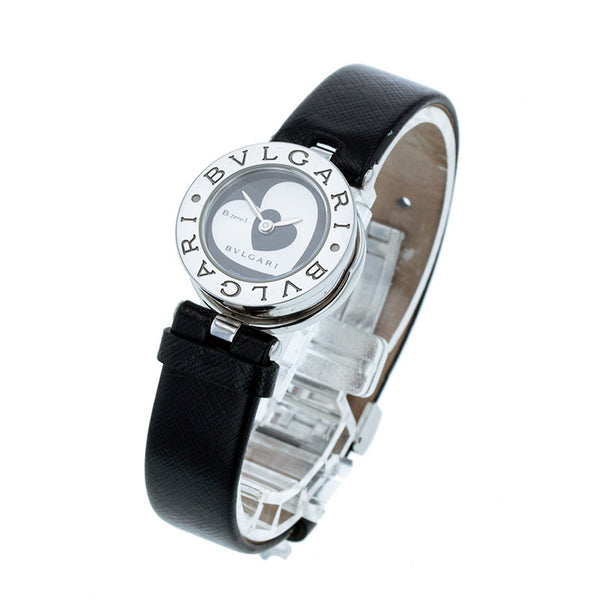 ブルガリ ブルガリブルガリ BZ22S ブラック ホワイト レザー ステンレススチール 腕時計 レディース BVLGARI クオーツ ホワイト ブラック文字盤 【中古】