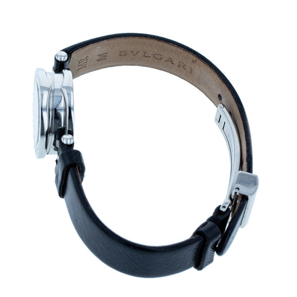 ブルガリ ブルガリブルガリ BZ22S ブラック ホワイト レザー ステンレススチール 腕時計 レディース BVLGARI クオーツ ホワイト ブラック文字盤 【中古】
