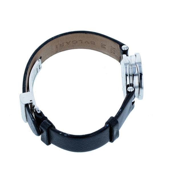 ブルガリ ブルガリブルガリ BZ22S ブラック ホワイト レザー ステンレススチール 腕時計 レディース BVLGARI クオーツ ホワイト ブラック文字盤 【中古】