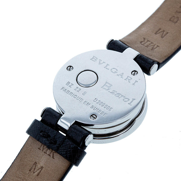 ブルガリ ブルガリブルガリ BZ22S ブラック ホワイト レザー ステンレススチール 腕時計 レディース BVLGARI クオーツ ホワイト ブラック文字盤 【中古】