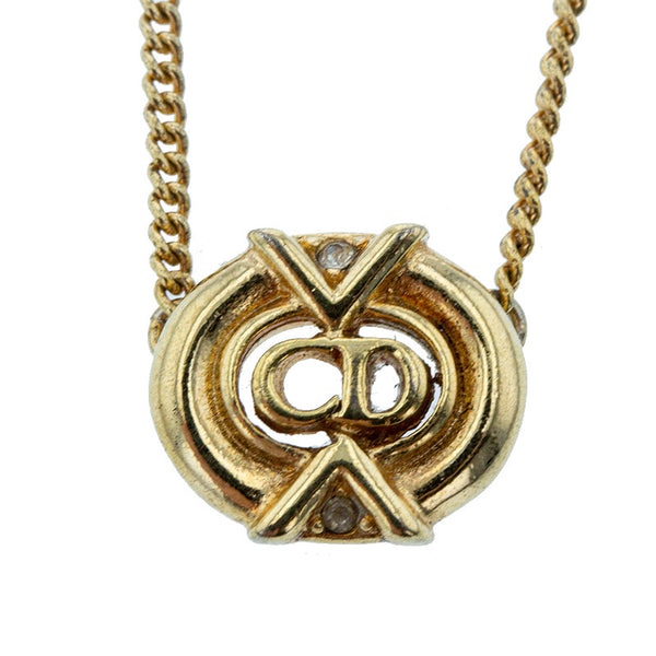 クリスチャンディオール ゴールド メッキ ロゴ ネックレス レディース Christian Dior 【中古】