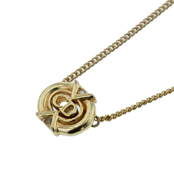 クリスチャンディオール ゴールド メッキ ロゴ ネックレス レディース Christian Dior 【中古】