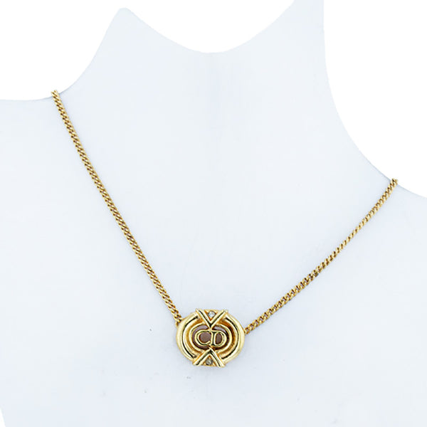 クリスチャンディオール ゴールド メッキ ロゴ ネックレス レディース Christian Dior 【中古】