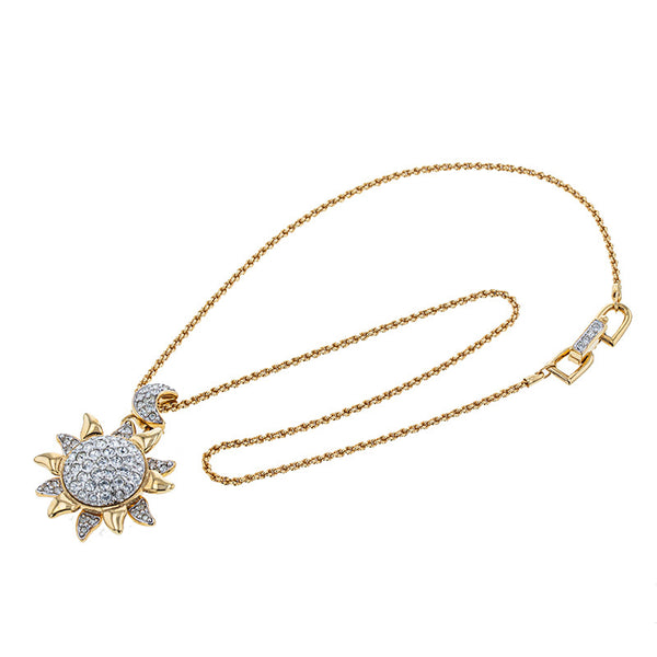 スワロフスキー ゴールド メッキ ラインストーン 月 太陽 ネックレス レディース SWAROVSKI 【中古】