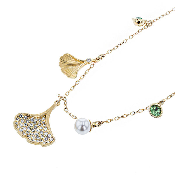 スワロフスキー ゴールド メッキ ストーン  フェイクパール ブレスレット レディース SWAROVSKI 【中古】