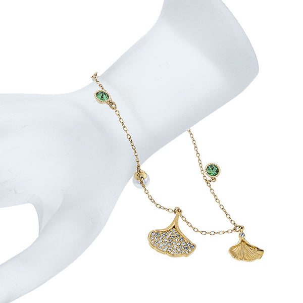 スワロフスキー ゴールド メッキ ストーン  フェイクパール ブレスレット レディース SWAROVSKI 【中古】