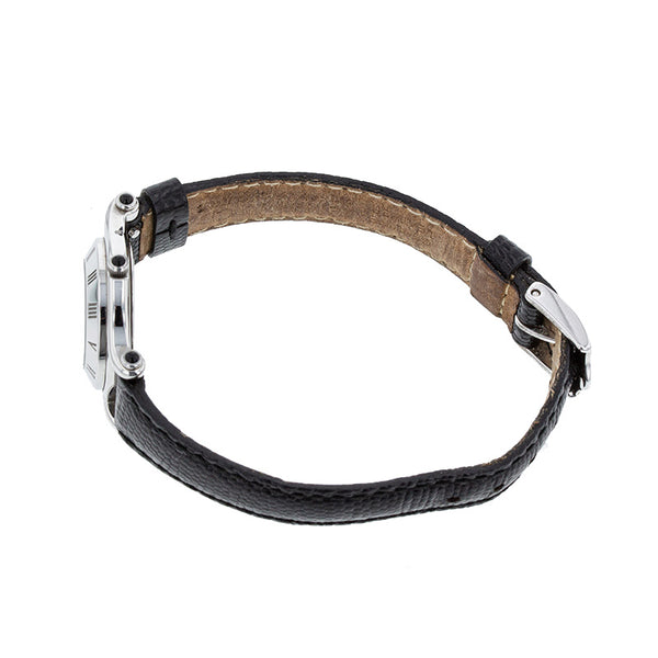 グッチ 6500P シルバー ブラック ステンレススチール レザー 腕時計 レディース GUCCI クオーツ ブラック文字盤 【中古】