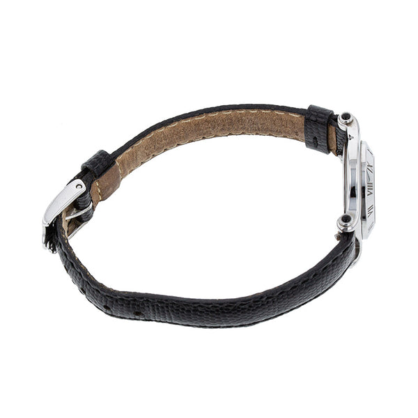 グッチ 6500P シルバー ブラック ステンレススチール レザー 腕時計 レディース GUCCI クオーツ ブラック文字盤 【中古】