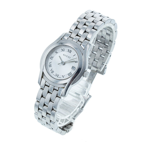 グッチ 5500L シルバー ステンレススチール 腕時計 レディース GUCCI クオーツ シルバー文字盤 【中古】