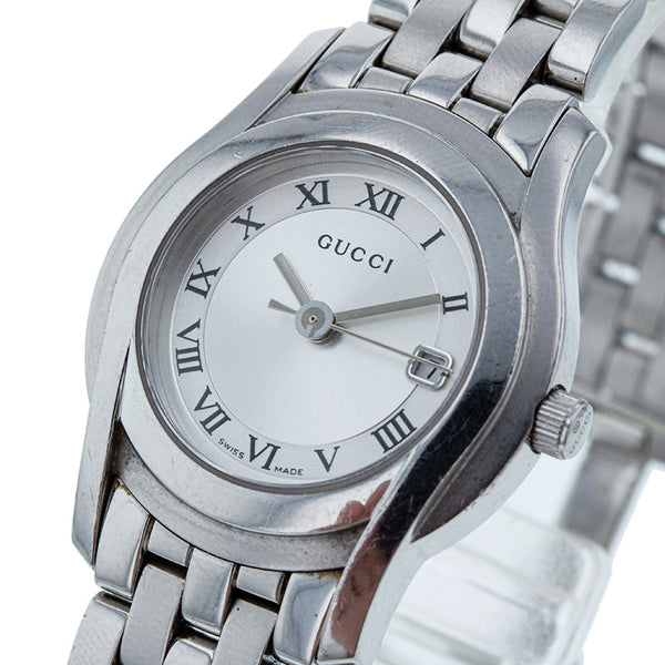 グッチ 5500L シルバー ステンレススチール 腕時計 レディース GUCCI クオーツ シルバー文字盤 【中古】