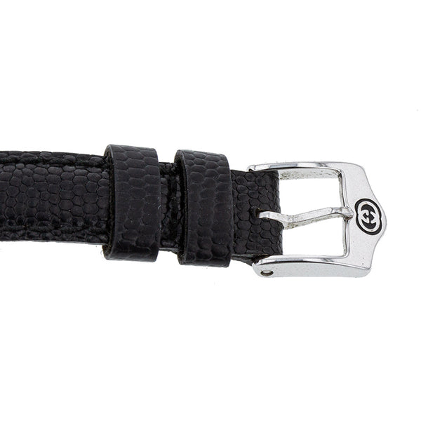 グッチ 6500P シルバー ブラック ステンレススチール レザー 腕時計 レディース GUCCI クオーツ ブラック文字盤 【中古】