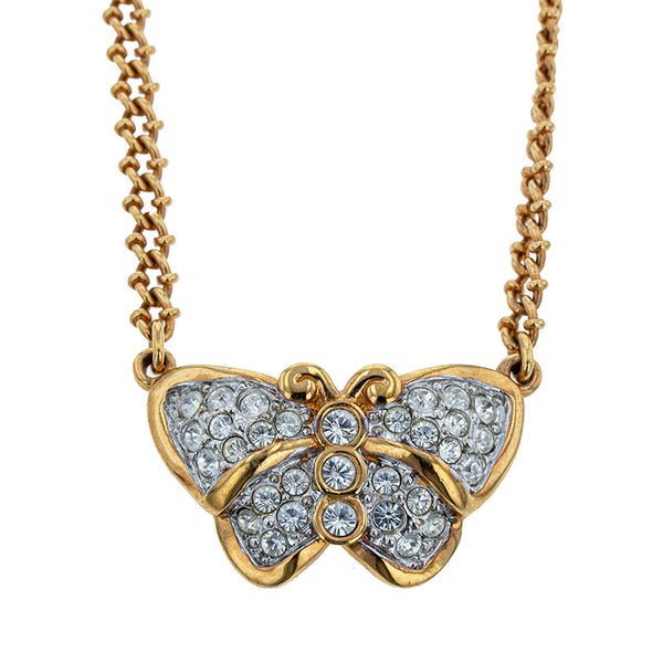 スワロフスキー ゴールド メッキ ラインストーン バタフライ ネックレス レディース SWAROVSKI 【中古】
