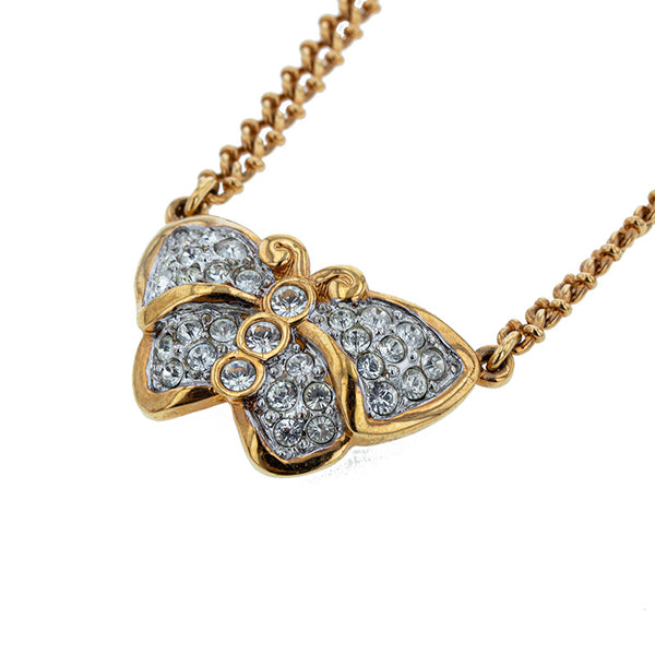 スワロフスキー ゴールド メッキ ラインストーン バタフライ ネックレス レディース SWAROVSKI 【中古】