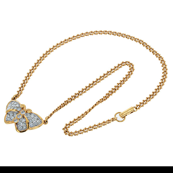 スワロフスキー ゴールド メッキ ラインストーン バタフライ ネックレス レディース SWAROVSKI 【中古】