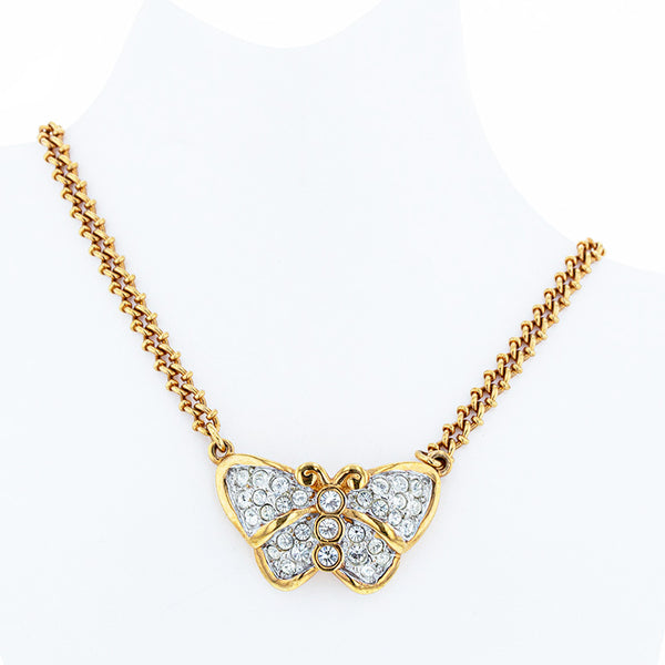 スワロフスキー ゴールド メッキ ラインストーン バタフライ ネックレス レディース SWAROVSKI 【中古】