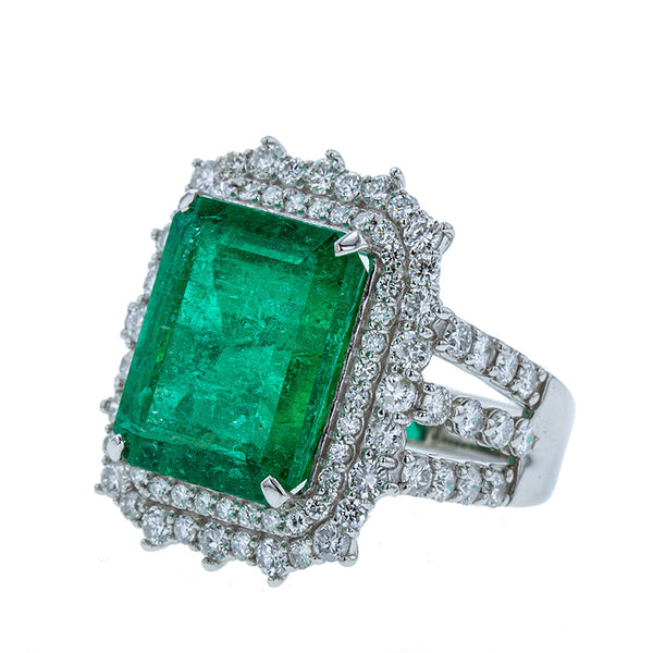 Pt900 プラチナ エメラルド8.97ct ダイヤ1.65ct リング 指輪 レディース 11号 【中古】