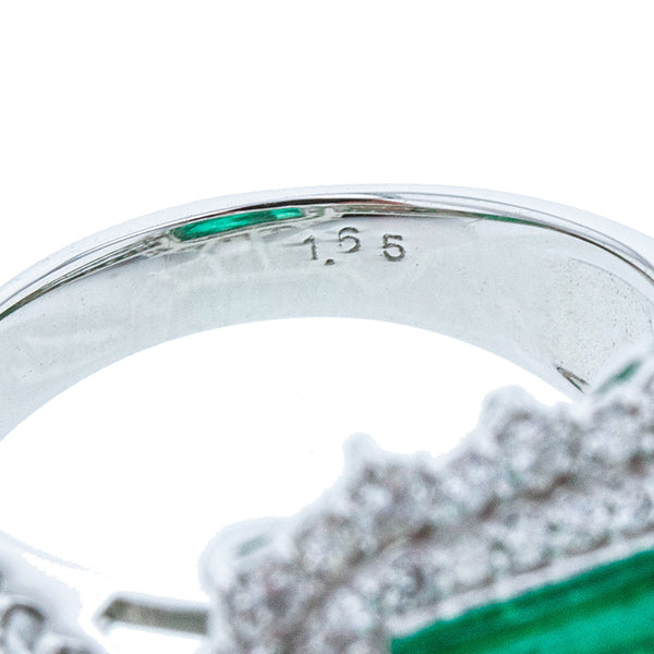 Pt900 プラチナ エメラルド8.97ct ダイヤ1.65ct リング 指輪 レディース 11号 【中古】