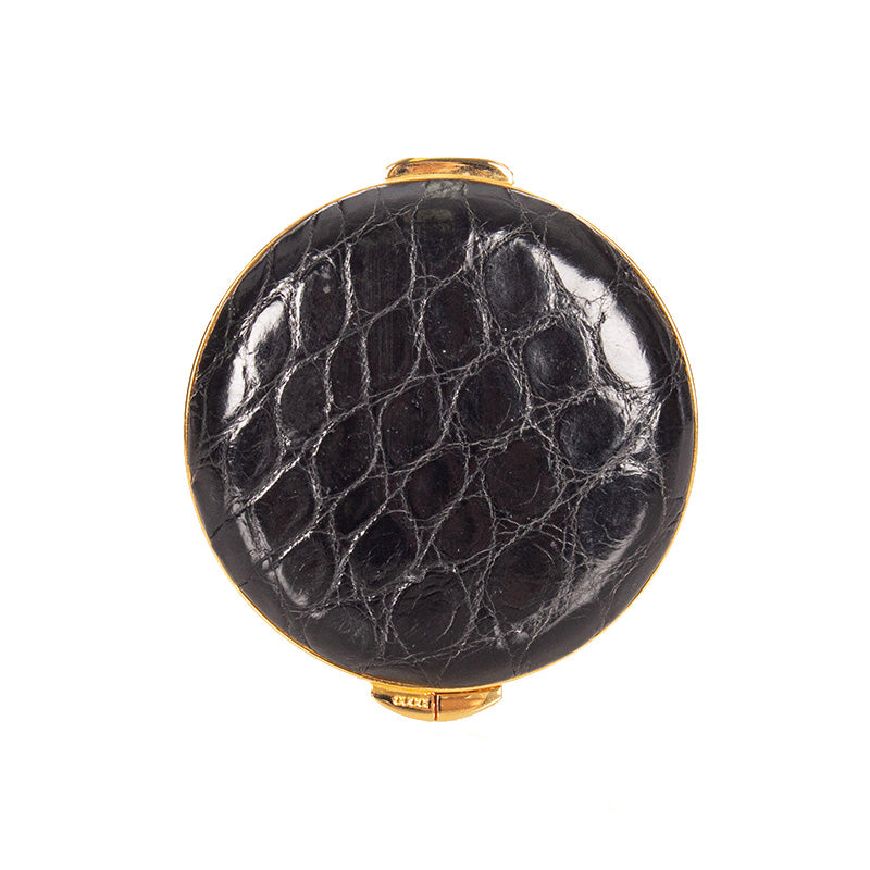 グッチ ミラー 手鏡・コンパクト ブラック ゴールド レザー レディース GUCCI 【中古】