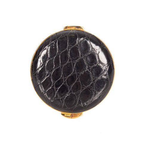 グッチ ミラー 手鏡・コンパクト ブラック ゴールド レザー レディース GUCCI 【中古】