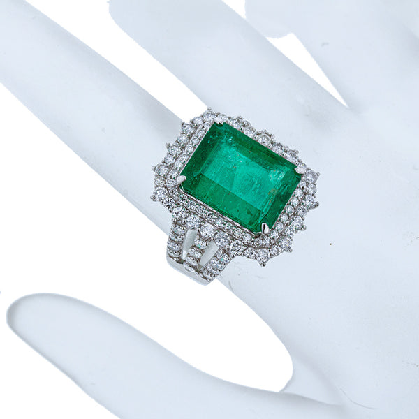 Pt900 プラチナ エメラルド8.97ct ダイヤ1.65ct リング 指輪 レディース 11号 【中古】