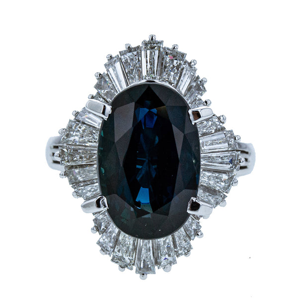 Pt900 プラチナ 非加熱サファイア6.60ct ダイヤ1.80ct リング 指輪 レディース 10.5号 【中古】