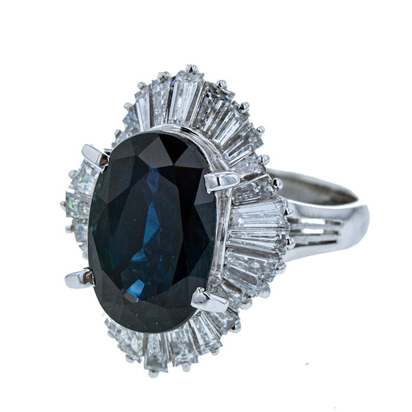 Pt900 プラチナ 非加熱サファイア6.60ct ダイヤ1.80ct リング 指輪 レディース 10.5号 【中古】