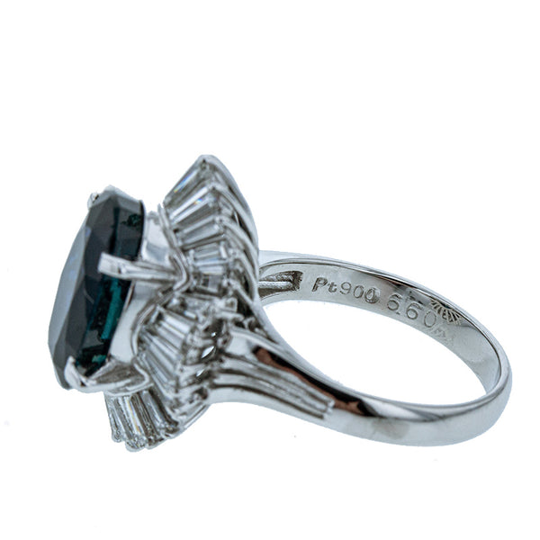 Pt900 プラチナ 非加熱サファイア6.60ct ダイヤ1.80ct リング 指輪 レディース 10.5号 【中古】