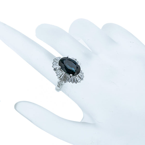 Pt900 プラチナ 非加熱サファイア6.60ct ダイヤ1.80ct リング 指輪 レディース 10.5号 【中古】