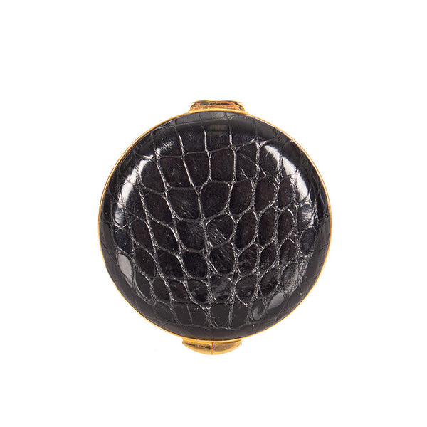 グッチ ミラー 手鏡・コンパクト ブラック ゴールド レザー レディース GUCCI 【中古】