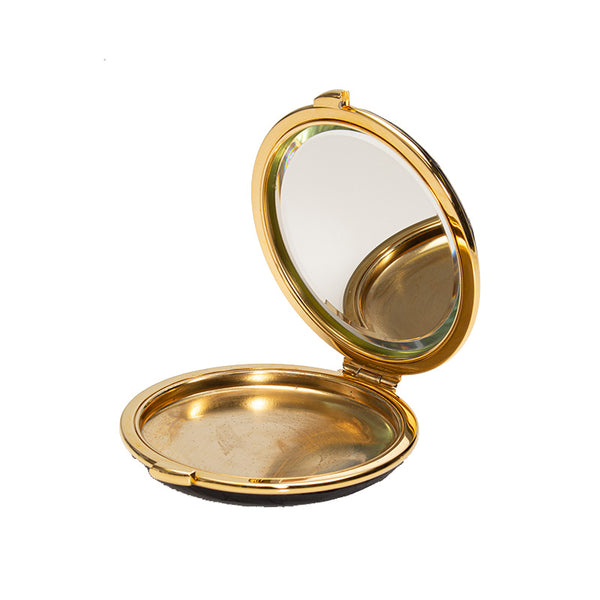 グッチ ミラー 手鏡・コンパクト ブラック ゴールド レザー レディース GUCCI 【中古】